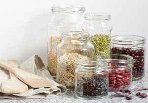 Picture of dry beans and mason jars