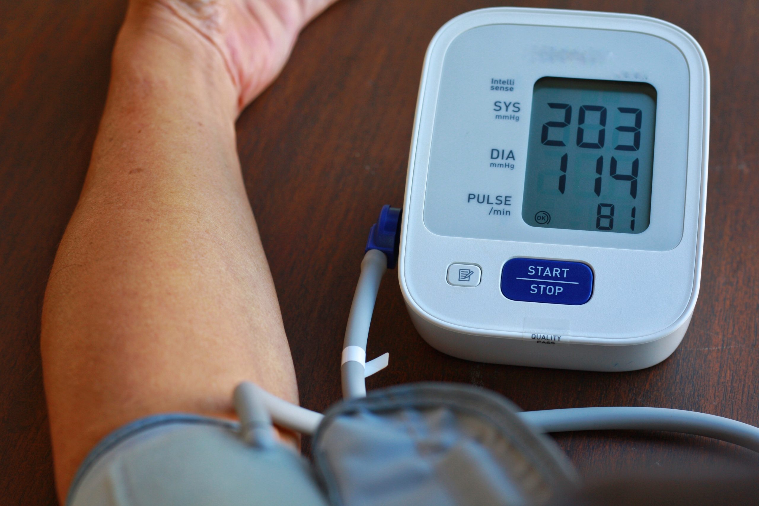 Health check blood pressure and heart rate at home with digital